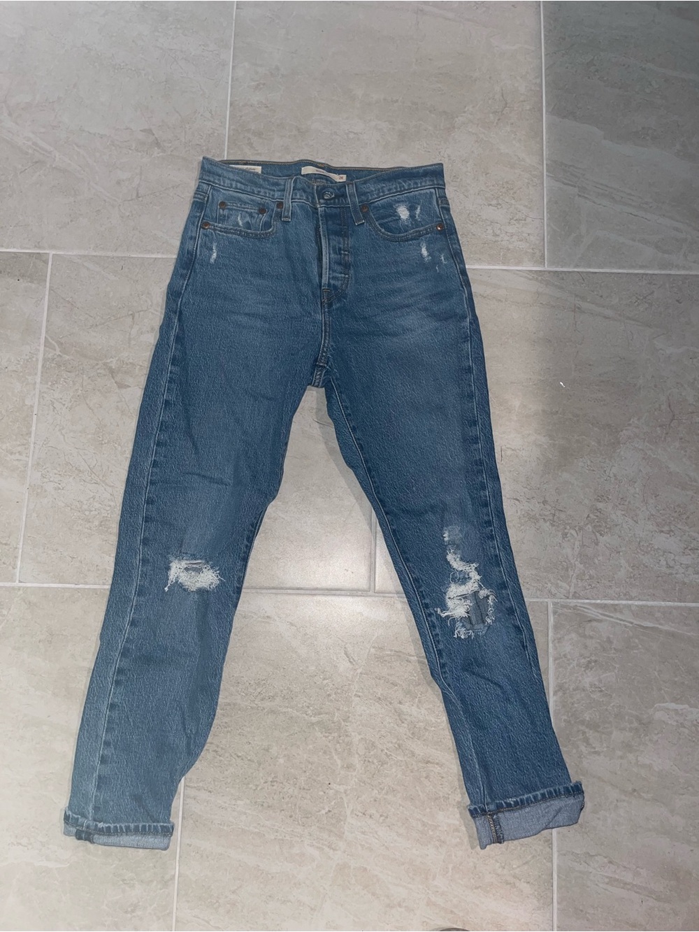 Levi's Blue Distressed Boyfriend Jeans
